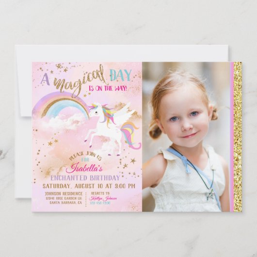 Betoverde Pegasus Eenhoorn Regenboog Sparkle Verja Kaart (Voorkant)