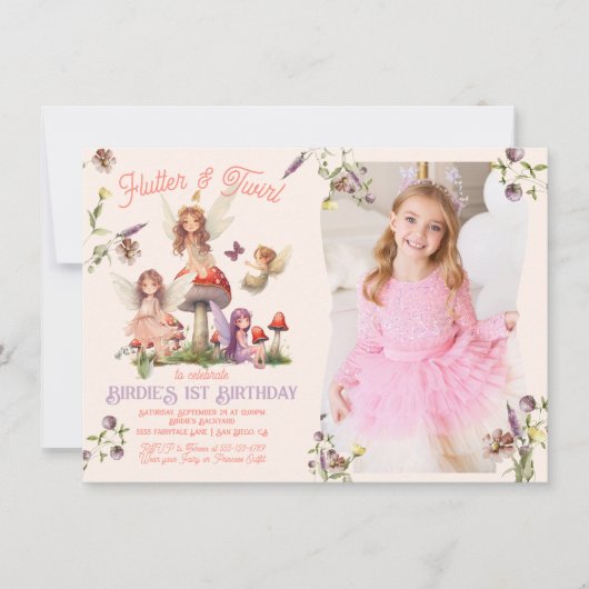 Betoverde Pixie Fairy Prinses Verjaardagsfoto Kaart (Voorkant)