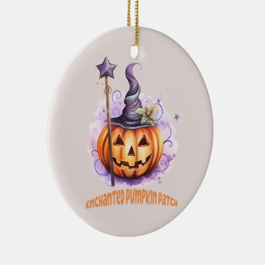 Betoverde pompoen patch keramisch ornament (Rechts)