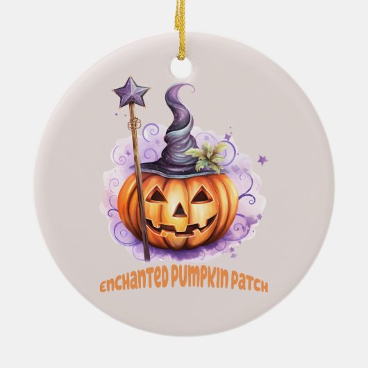 Betoverde pompoen patch keramisch ornament (Achterkant)