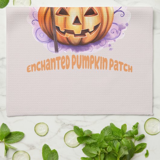 Betoverde pompoen patch theedoek (Gevouwen)