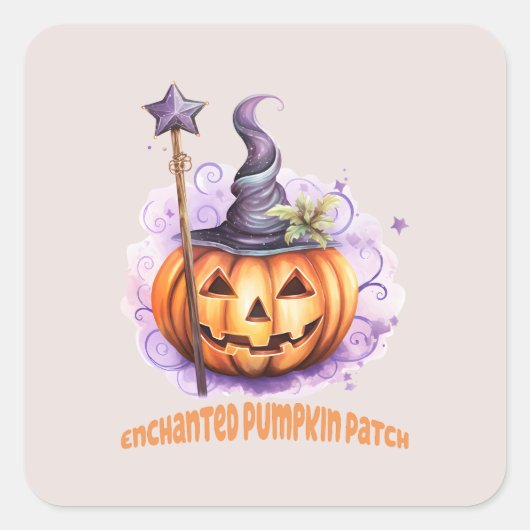 Betoverde pompoen patch vierkante sticker (Voorkant)