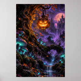 Betoverde Pompoenen Bos Halloween Poster
