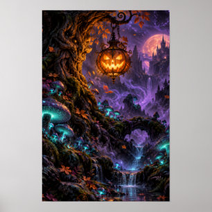 Betoverde Pompoenen Bos Halloween Poster