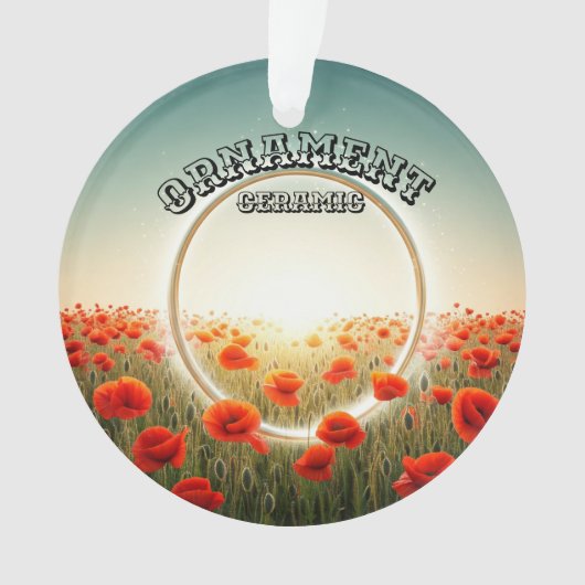 Betoverde Poppy Field Keramisch Ornament (voorkant)
