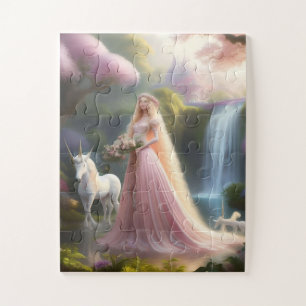 Betoverde prinses en eenhoorn Fantasy Art Legpuzzel