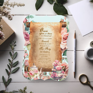 Betoverde Prinses Turquoise Tea Party Verjaardag Kaart