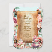 Betoverde Prinses Turquoise Theepartij Verjaardag  Kaart (Voorkant)