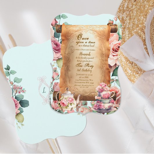 Betoverde Prinses Turquoise Theepartij Verjaardag  Kaart