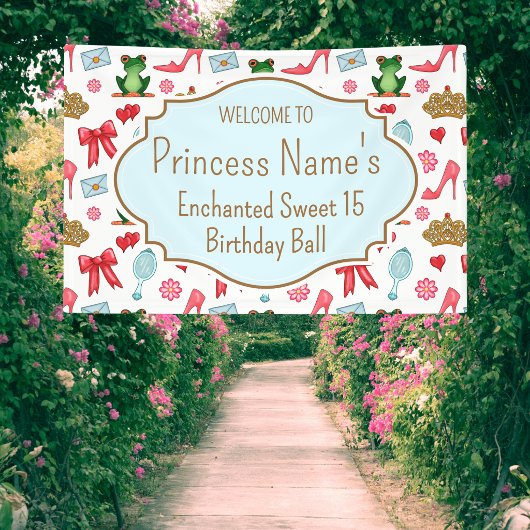 Betoverde Prinses Verjaardag Spandoek