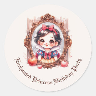 Betoverde Prinses Verjaardagsuitnodiging Sneeuwwit Ronde Sticker