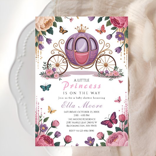 Betoverde Prinsessenkoets Baby Shower Kaart