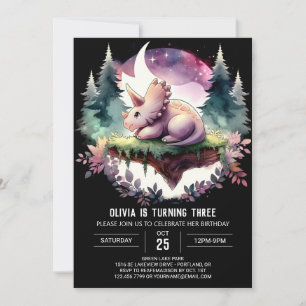 Betoverde printbare Triceratops Verjaardag Kaart