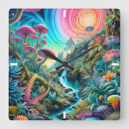 Betoverde Psychedelische Droomlandschap Vierkante Klok