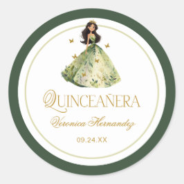 Betoverde Quinceanera-verjaardagsfeest in het bos Ronde Sticker