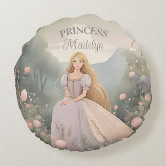 Betoverde Rapunzel Prinses Rond Kussen (Achterkant)