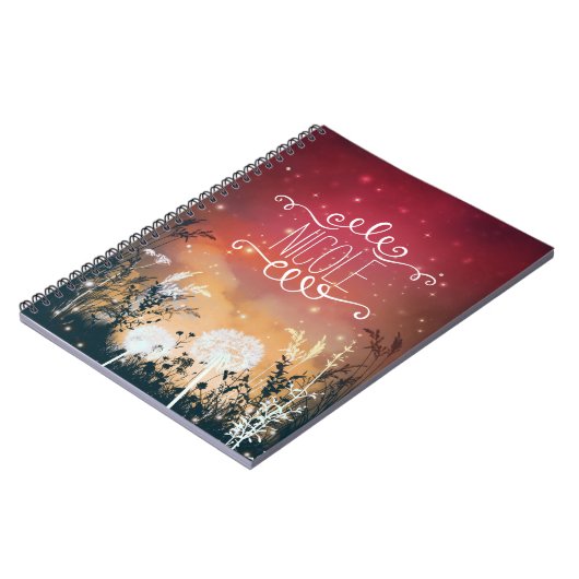 Betoverde Red Evening Sky Stars & Foliage Journal Notitieboek (Linkerzijde)