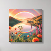 Betoverde reflectie: dubbele regenboog oase canvas afdruk (Voorkant)