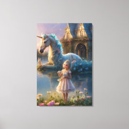Betoverde reflecties: het heiligdom van de eenhoor canvas afdruk