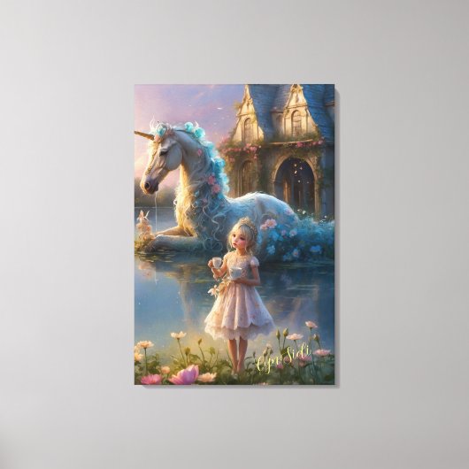 Betoverde reflecties: het heiligdom van de eenhoor canvas afdruk (Voorkant)