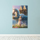 Betoverde reflecties: het heiligdom van de eenhoor canvas afdruk (Insitu (Houten vloer))