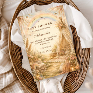 Betoverde Regenboog Boho Baby Shower Kaart