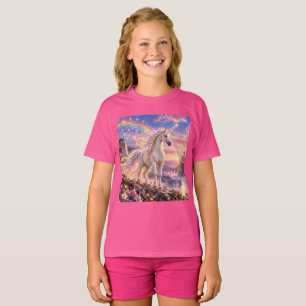Betoverde Regenboog Eenhoorn Meisjes Roze T-shirt