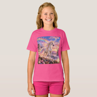 Betoverde Regenboog Eenhoorn Meisjes Roze T-shirt