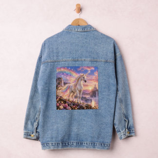 Betoverde Regenboog Eenhoorn Roze Denim Jacket