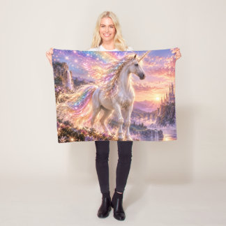 Betoverde Regenboog Eenhoorn Roze Fleece Deken