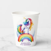 Betoverde regenboog eenhoorn verjaardag papieren bekers (Achterkant)