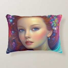 Betoverde regenboog haar portret accent kussen