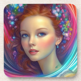 Betoverde regenboog haar portret bier onderzetter
