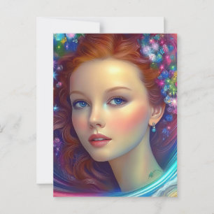 Betoverde regenboog haar portret briefkaart
