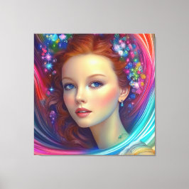 Betoverde regenboog haar portret canvas afdruk