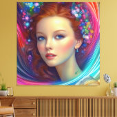 Betoverde regenboog haar portret canvas afdruk (Insitu (Woonkamer))