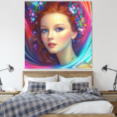 Betoverde regenboog haar portret canvas afdruk (Insitu (Slaapkamer))