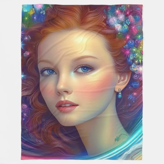Betoverde regenboog haar portret fleece deken (Voorkant)