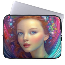 Betoverde regenboog haar portret laptop sleeve