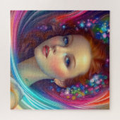 Betoverde regenboog haar portret legpuzzel (Horizontaal)