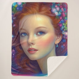 Betoverde regenboog haar portret sherpa deken