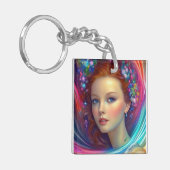 Betoverde regenboog haar portret sleutelhanger (Voorkant Links)