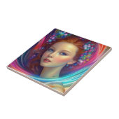 Betoverde regenboog haar portret tegeltje (Zijkant)