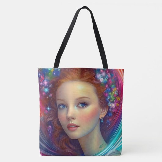 Betoverde regenboog haar portret tote bag (Voorkant)