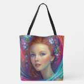 Betoverde regenboog haar portret tote bag (Achterkant)