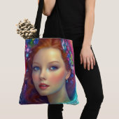 Betoverde regenboog haar portret tote bag (Dichtbij)