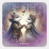 Betoverde Renaissance Sprookjesbos Bruiloft Vierkante Sticker (Voorkant)