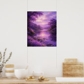 Betoverde Rivier Onder Paarse Hemel Poster (Keuken)