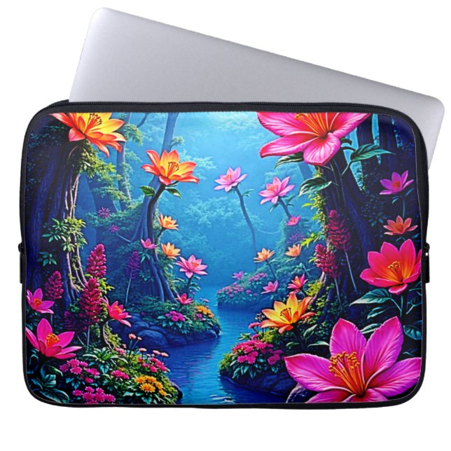 Betoverde Rivierbloei Kunst Laptop Sleeve (Voorkant)