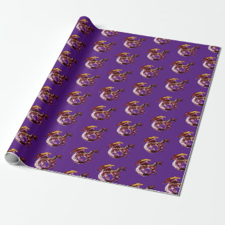 Betoverde Robijn Draak met Paarse Accenten Cadeaupapier